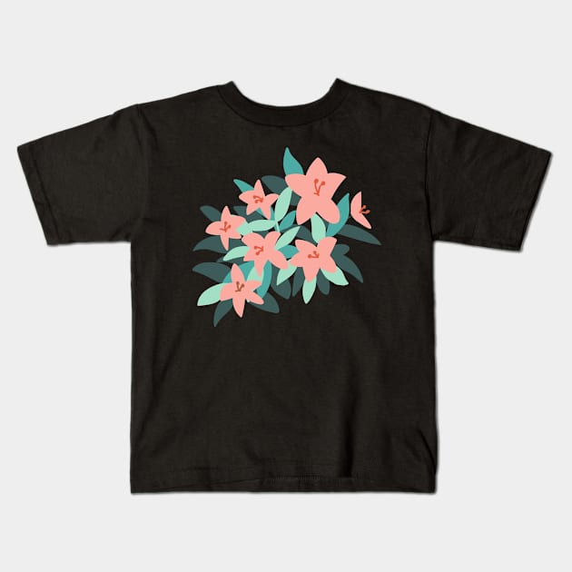 Tiger Lily Flowers Kids T-Shirt by ArunikaPrints